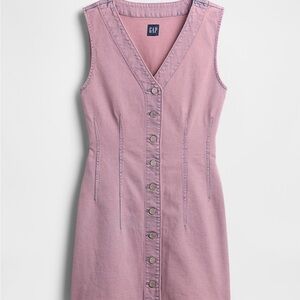 GAP Sleeveless Pink Denim Button-Front Dress